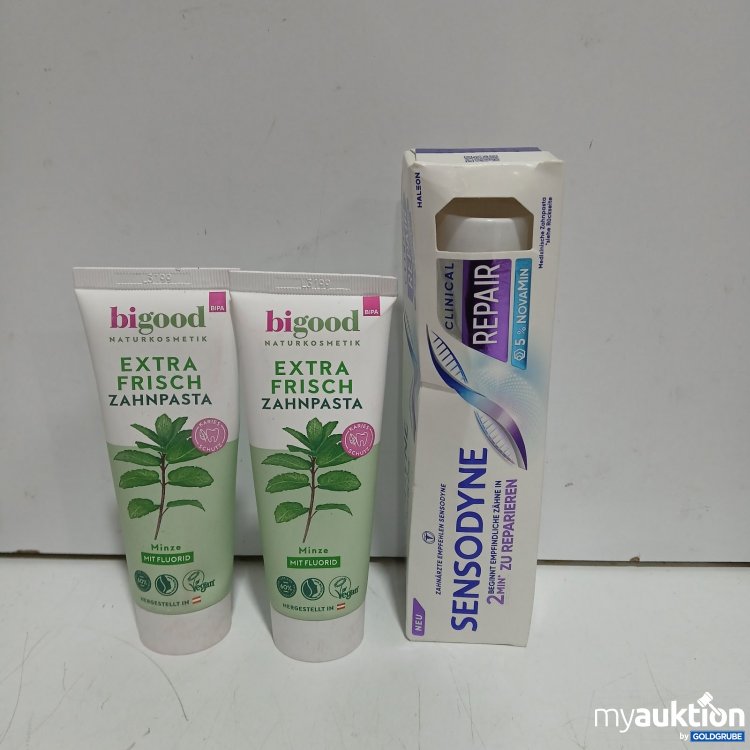 Artikel Nr. 470866 Artikel Nr. 470866: 2x bigood Extra Frisch Zahnpasta Minze mit Fluorid 75 ml, Sensodyne Repair Zahncreme