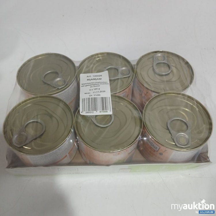 Artikel Nr. 952866: Miamjam Katzenfutter blanchiertes Hühnchen mit gedämpften Kürbis an Soße 6x185