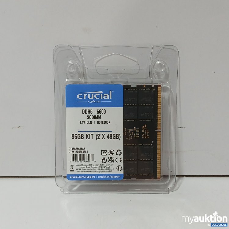 Artikel Nr. 976866: Crucial 96GB DDR5-5600 SODIMM Kit (2×48GB)