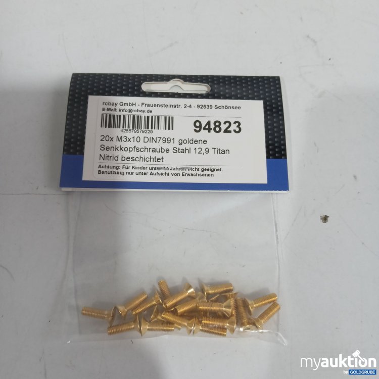 Artikel Nr. 962868: Rcbay Senkkopfschraube Stahl 12,9 Titan Nitrid beschichtet 20x M3x10 DIN7991 