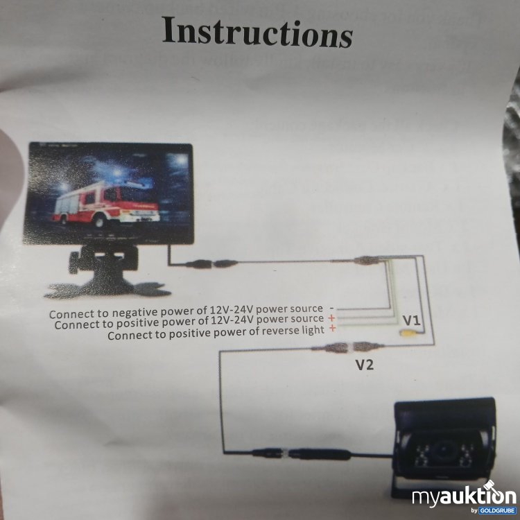 Artikel Nr. 524870: Rückfahrkamera mit Zubehör 4-Pin wired backup camera system Model-Nr.: F0505C3 (Set nicht vollständig, Gebrauchtspuren!)