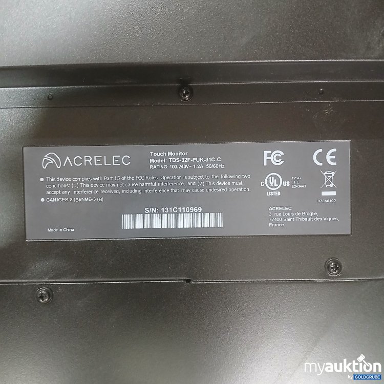 Artikel Nr. 995870: Acrelec Touch-Monitor Modell: TDS-32F-PUK-31G-C ca 78x48cm 