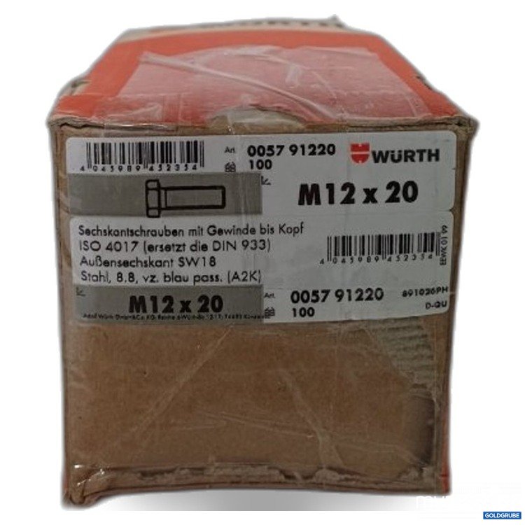 Artikel Nr. 447871 Artikel Nr. 447871: Würth 100 Sechskantschrauben M12 x 20 Stahl 8.8 vz blau