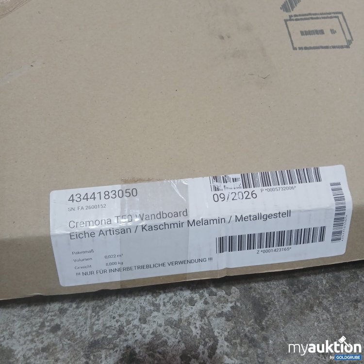 Artikel Nr. 467871 Artikel Nr. 467871: Cremona T50 Wandboard Eiche Artisan Kaschmir Melamin Metallgestell Länge 116cm