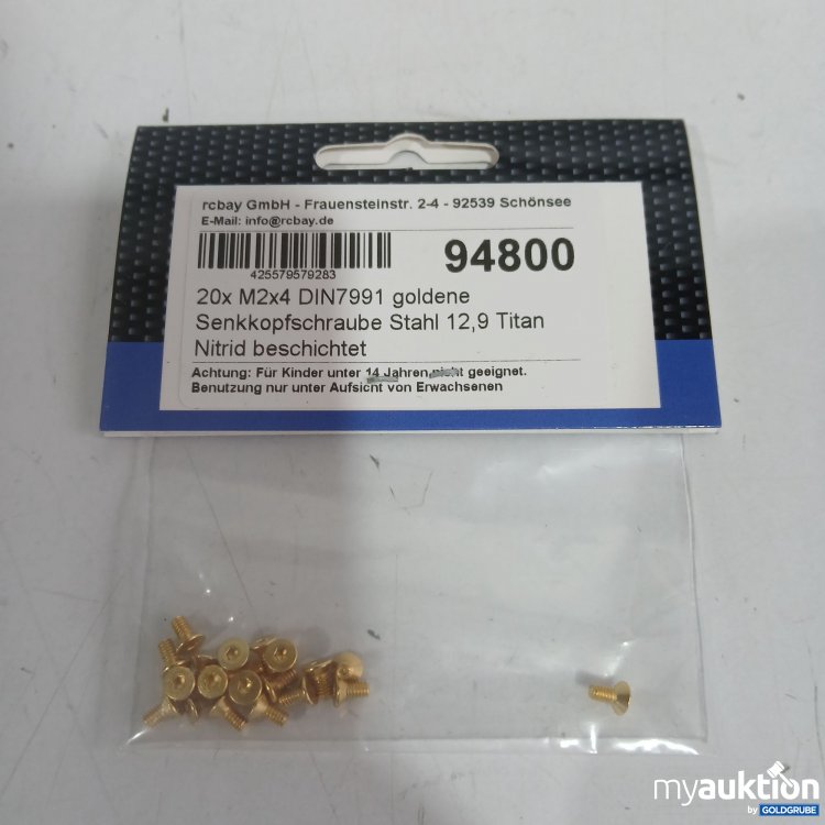 Artikel Nr. 962871: Rcbay Senkkopfschraube Stahl 12,9 Titan Nitrid beschichtet 20x M2x4 DIN7991 