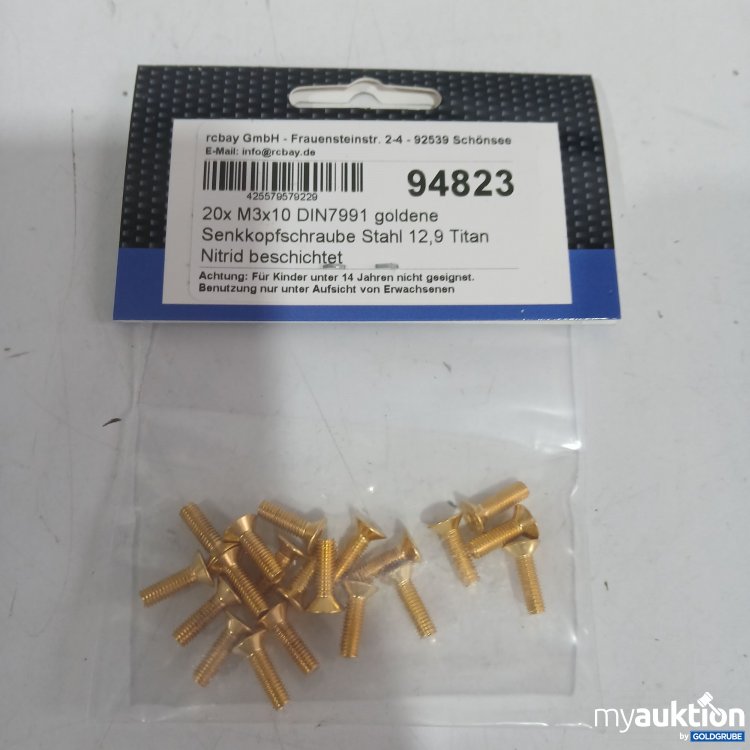 Artikel Nr. 962873: Rcbay Senkkopfschraube Stahl 12,9 Titan Nitrid beschichtet 20x M3x10 DIN7991 