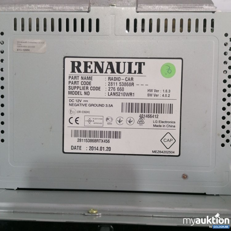 Artikel Nr. 847877 Artikel Nr. 847877: Renault Radio Car, Model: LAN5210WR1, Part Code:2811 53868R