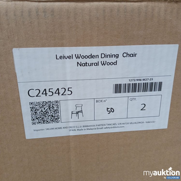 Artikel Nr. 957877: Sklum Leivel Wooden Dining Chair Natural Wood C245425  2Stk  
