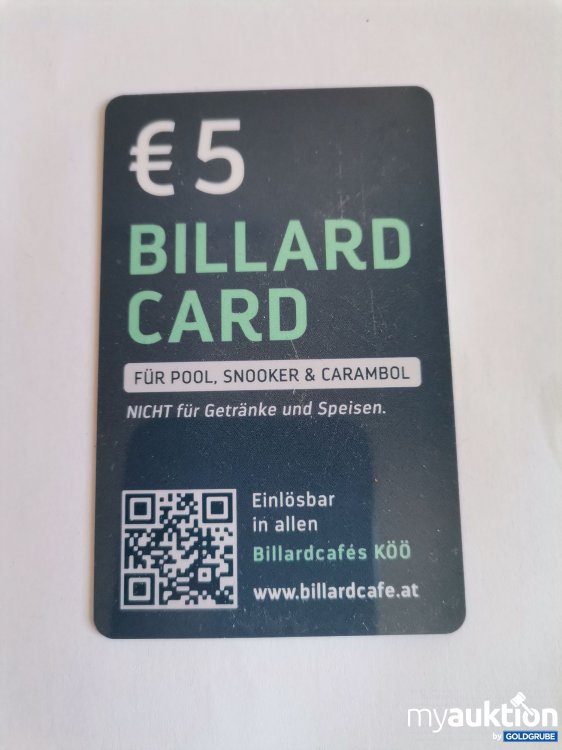Artikel Nr. 845878: KÖÖ Billiardcafes Gutscheinkarte Wert 5 Euro 