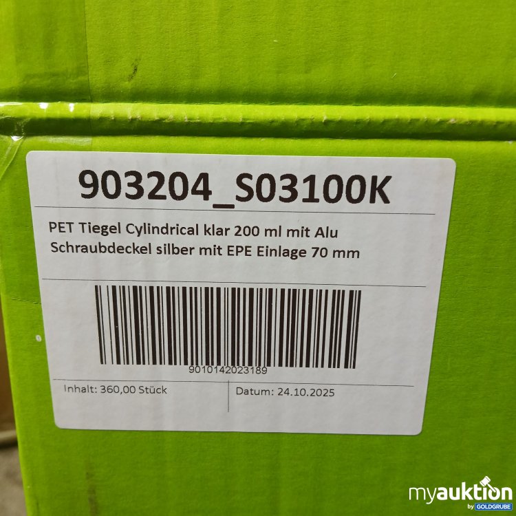 Artikel Nr. 957880: Packari PET Tiegel Cylindrical klar 200 ml mit Alu Schraubdeckel Silber mit EPE Einlage 70mm 360,00 Stück  