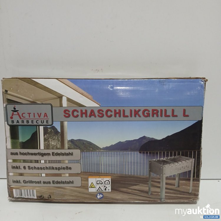 Artikel Nr. 478881 Artikel Nr. 478881: Activa Schaschlikgrill L Edelstahl mit 6 Spießen und Grillrost