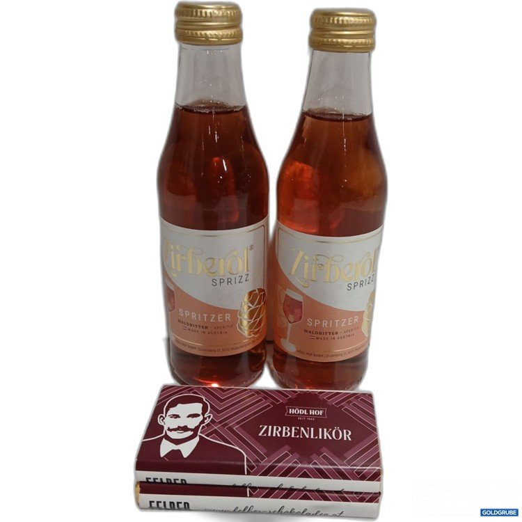 Artikel Nr. 891882: Hödl Hof Zirberol Sprizz 2×250ml + 2×70g Milchschokolade mit Zirbenlikörcreme