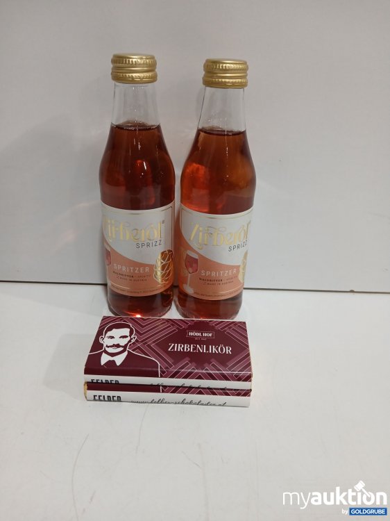 Artikel Nr. 891882: Hödl Hof Zirberol Sprizz 2×250ml + 2×70g Milchschokolade mit Zirbenlikörcreme