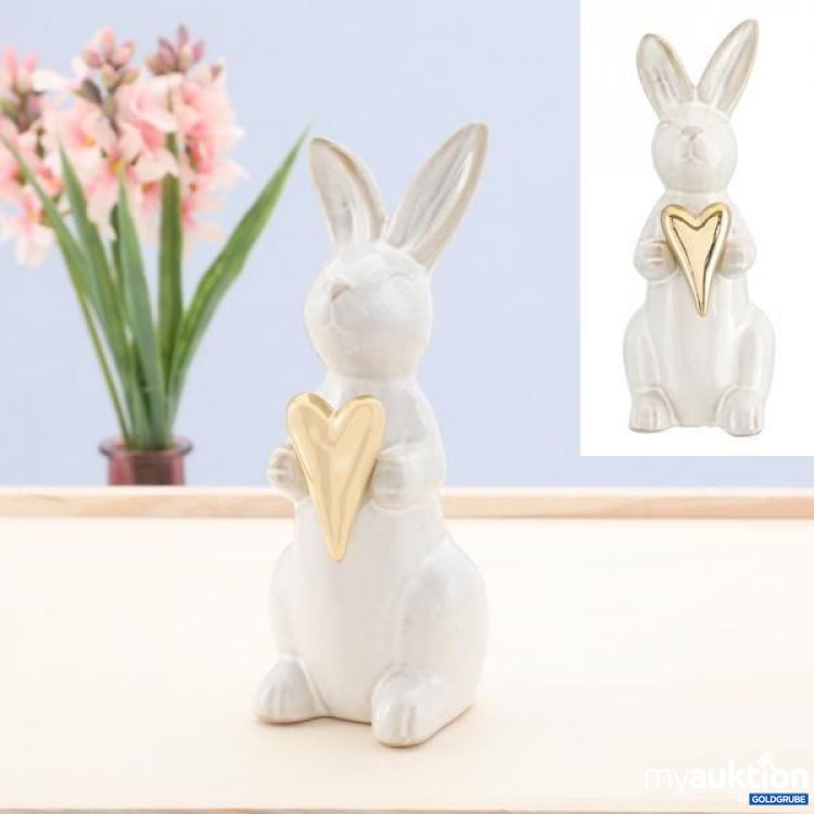 Artikel Nr. 922882: Hase mit goldenem Herz, weiß, ca.15cmH