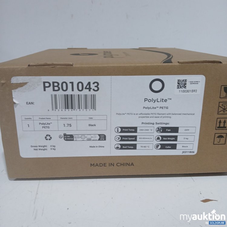 Artikel Nr. 978882 Artikel Nr. 978882: PolyLite PETG 3D Printer Filament 1,75mm black 3kg