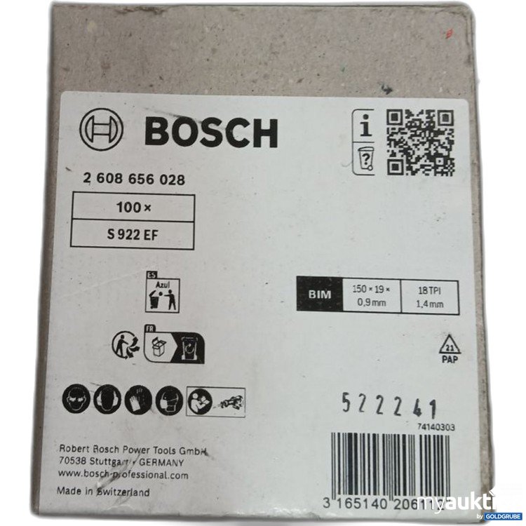 Artikel Nr. 963883: BOSCH 100 Stück, flexible Metall-Sägeblätter
S922 EF 
 Art.Nr: 2608656028