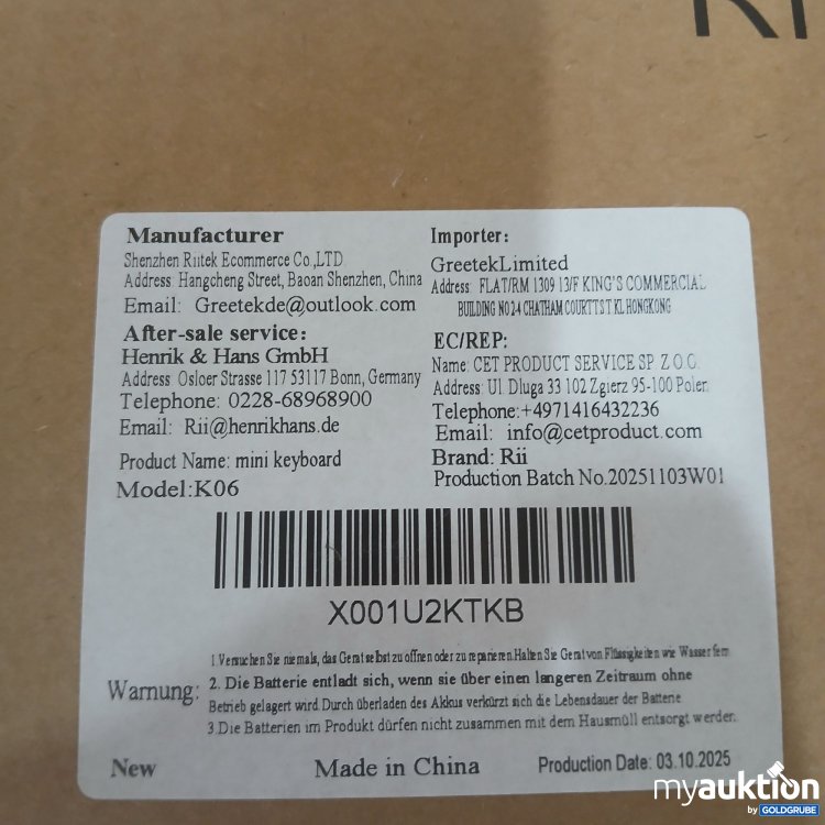 Artikel Nr. 983883: Rii Tastatur Touchpad Combo K06 
