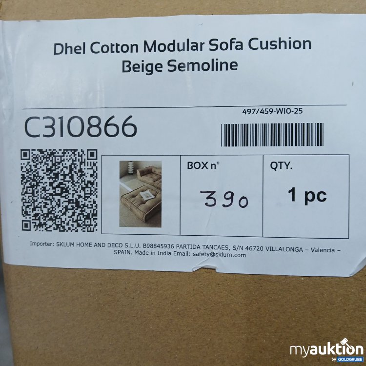Artikel Nr. 899886: Sklum Dhel Cotton Modular Sofa Cushion Beige Semoline C310866 