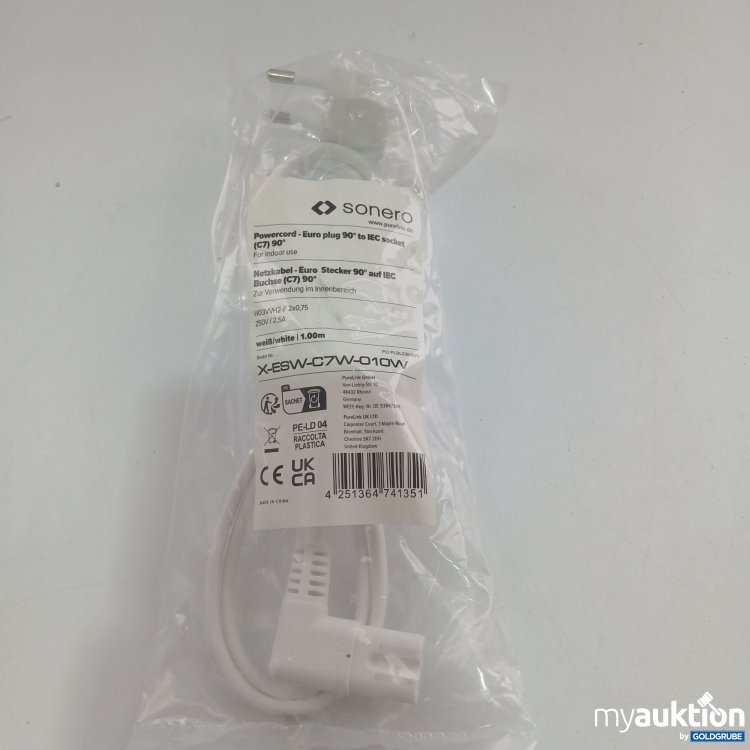 Artikel Nr. 826887 Artikel Nr. 826887: Sonero Powercord Euro Plug 1m