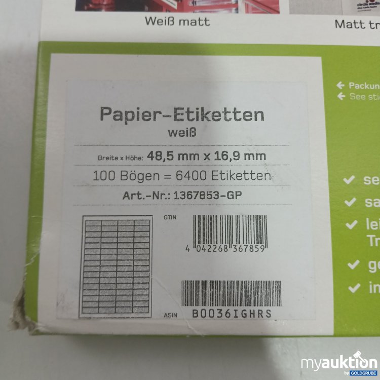 Artikel Nr. 867888: Printation Papier-Etiketten Weiß 100 Bögen 