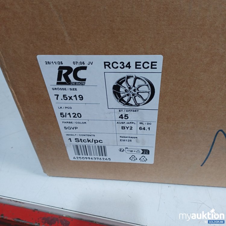 Artikel Nr. 968890: RC Felge 7,5x19 RC34 ECE LK 5x120 ET45 schwarz-silber
