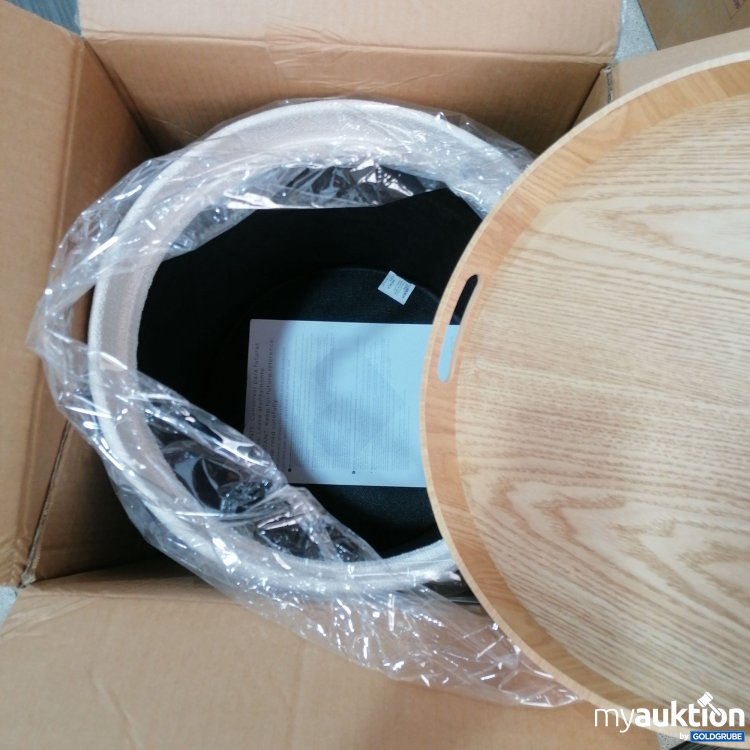Artikel Nr. 438891: Sklum Puff with Tray and Storage in Linen 39cm, Beige Cream