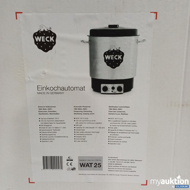 Artikel Nr. 916891: Weck Einkochautomat