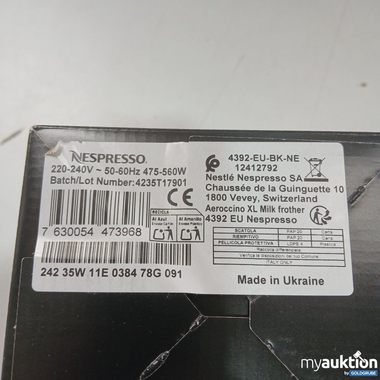 Artikel Nr. 957892: Nespresso Aeroccino XL 220-240V  Milchaufschäumer 