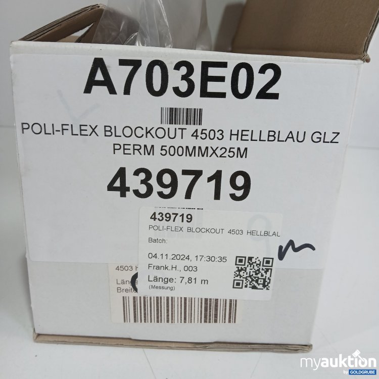 Artikel Nr. 439893 Artikel Nr. 439893: Poli-Flex Blockout 4503 hellblau GLZ PERM 500mm x 25m Länge 7.81m