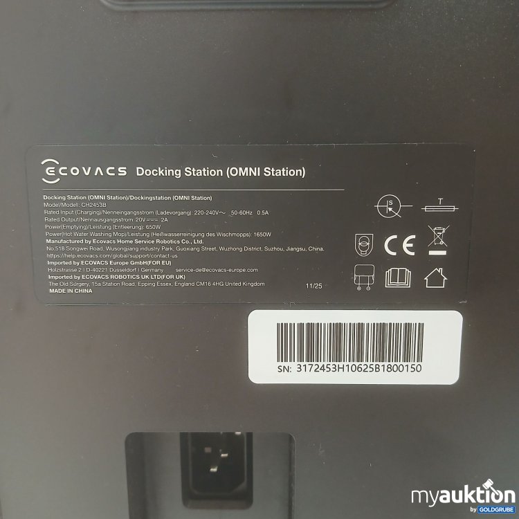 Artikel Nr. 995893 Artikel Nr. 995893: Ecovacs Docking Station OMNI Station Model CH2453B
