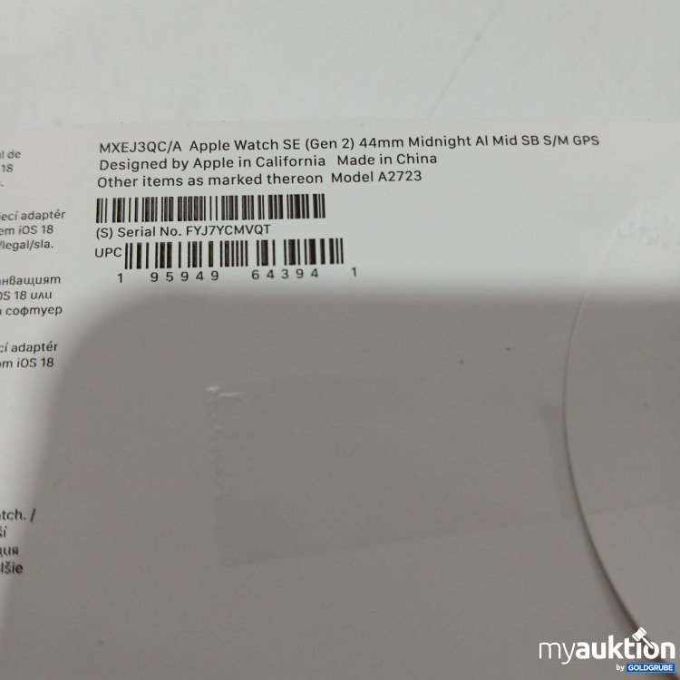 Artikel Nr. 904895: Apple Watch SE Gen 2 44mm S/M 
