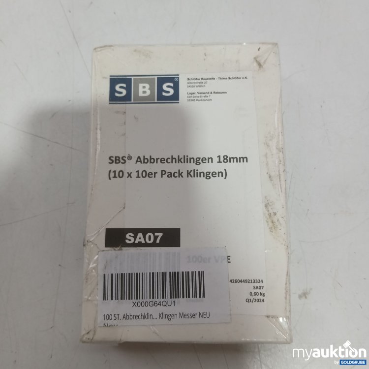 Artikel Nr. 929897 Artikel Nr. 929897: SBS Abbrechklingen 18mm 10x10 Pack SA 07