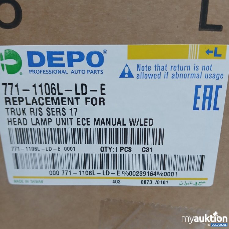 Artikel Nr. 437899 Artikel Nr. 437899: Depo Replacement for Truk R/S Sers 17 Head Lamp unit ece manual W/LED 771-1106L-LD-E