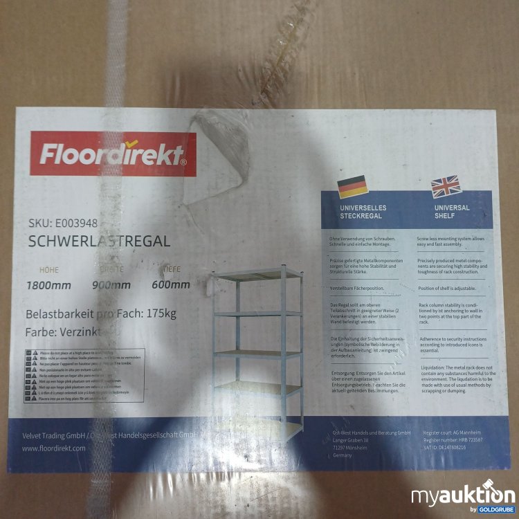 Artikel Nr. 446899 Artikel Nr. 446899: Floordirekt Schwerlastregal E003948, 1800x900x600mm