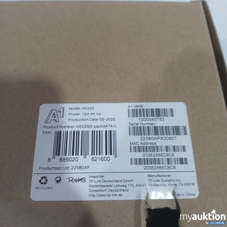 Artikel Nr. 468900 Artikel Nr. 468900: A1 Mesh WLAN Set TP-Link HX220 2-pack