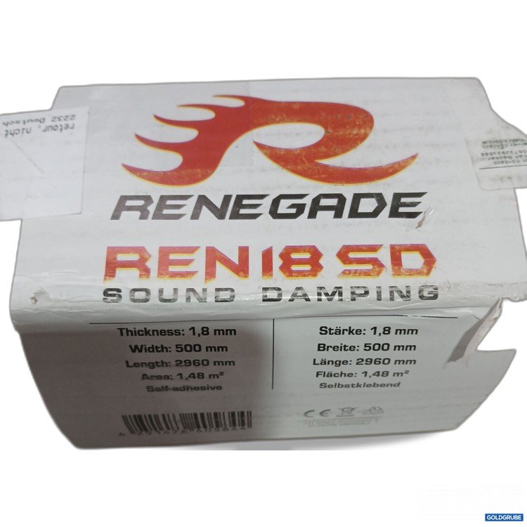 Artikel Nr. 957901: Renegade Reni8SD Sound Damping Stärke 1,8mm 2960x500mm Fläche 1,48m² Selbstklebend 