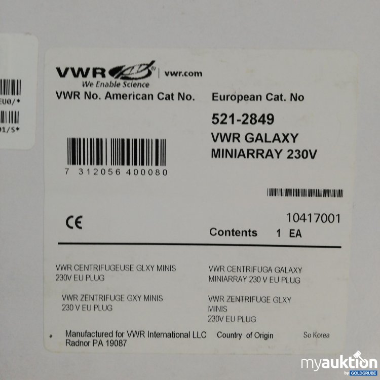 Artikel Nr. 708905: VWR Centrifugeuse Galaxy Mini 5212849