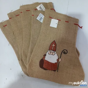 Auktion 5 Stk. Jutesäckchen Nikolaus Motiv Stiefelförmig Größe: ca. 34 x 25 cm