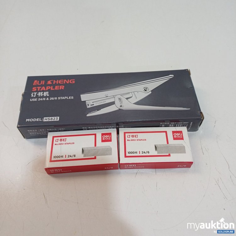 Artikel Nr. 894906: Huisheng HS-823 Heftgerät mit zwei Packungen Deli No. 0012 Heftklammern