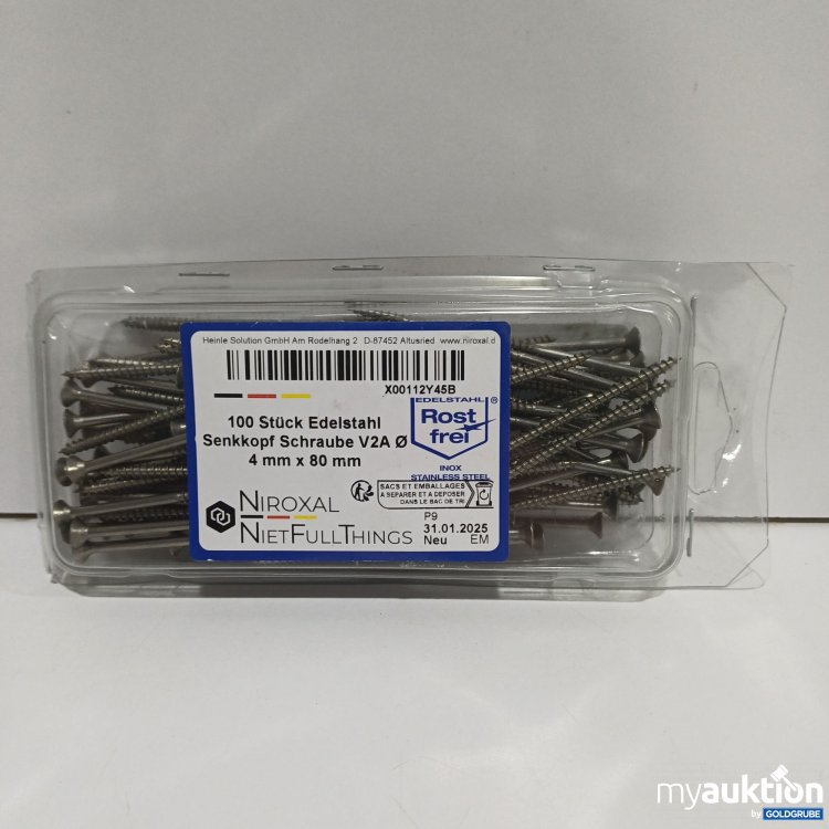 Artikel Nr. 898906: Noroxal Edelstahl Senkkopf Schrauben V2A d= 4mmx80mm, 100Stk.
