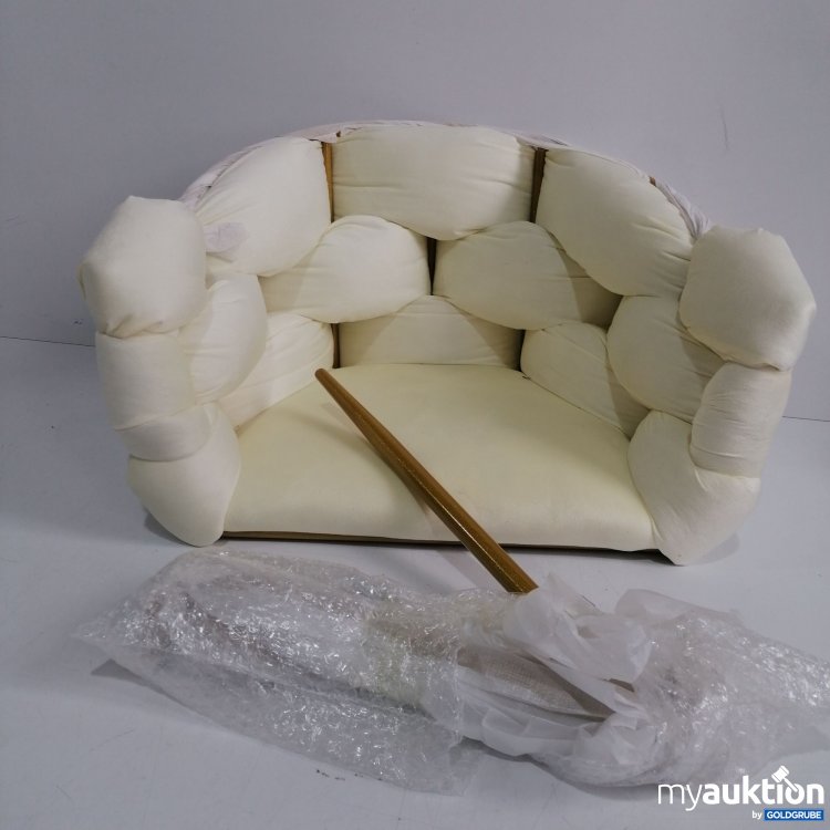 Artikel Nr. 442907: Sessel beige/Stoff mit Gold/Glitzer Beinen 60x35x54. 5cm