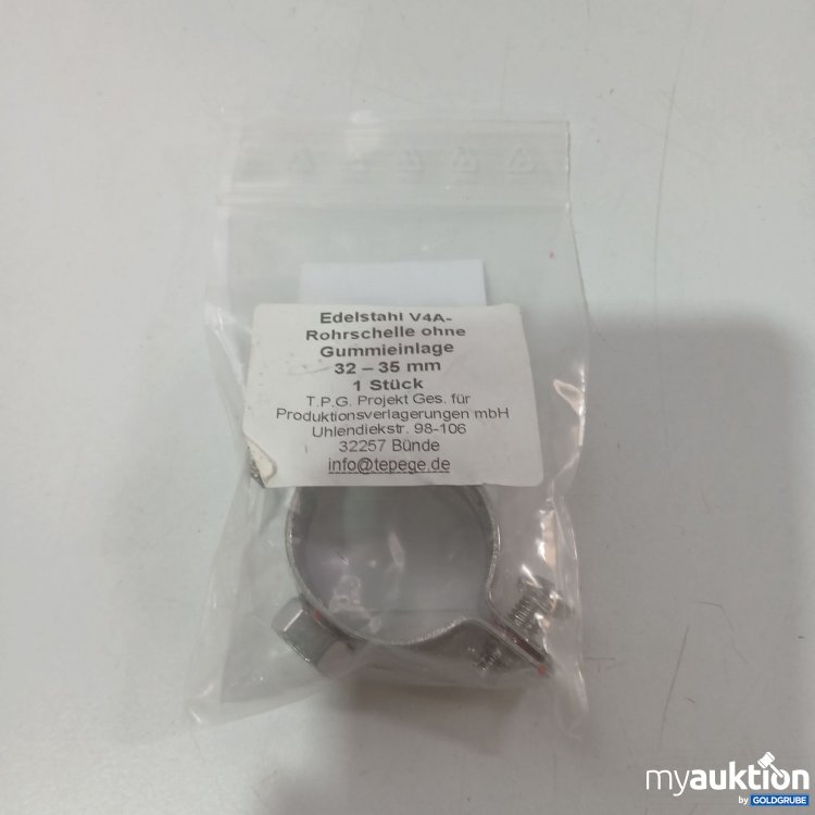 Artikel Nr. 848907 Artikel Nr. 848907: Edelstahl V4A-Rohrschelle ohne Gummieinlage 32-35mm