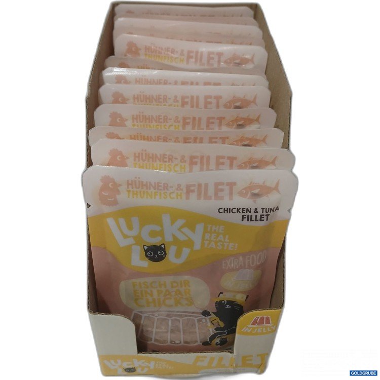 Artikel Nr. 976907 Artikel Nr. 976907: Lucky Lou Hühner- & Thunfischfilets in Jelly 12×70g