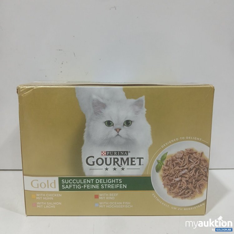 Artikel Nr. 471910 Artikel Nr. 471910: Purina Gourmet Gold saftig-feine Streifen (Huhn, Lachs, Rind, Hochseefisch) 24 x 85g