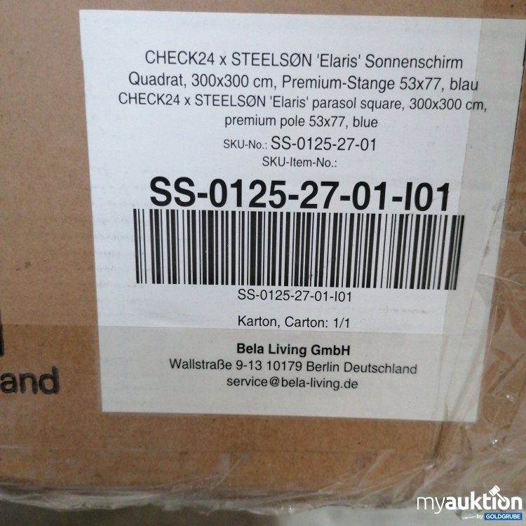 Artikel Nr. 438911: Check24 x Steelson "Elaris" Sonnenschirm 300x300 cm, Premium Stange 53x77, blau