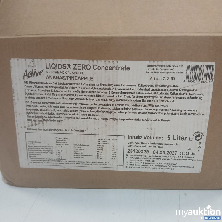 Artikel Nr. 997911 Artikel Nr. 997911: Active Liqids Zero Concentrate Ananas 5L