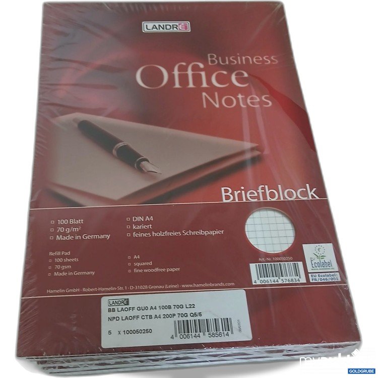 Artikel Nr. 982912 Artikel Nr. 982912: Landre Briefblock DIN A4 5×100 Blatt, Art.No. 100050250
