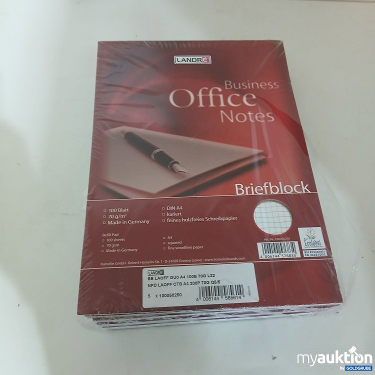 Artikel Nr. 982912 Artikel Nr. 982912: Landre Briefblock DIN A4 5×100 Blatt, Art.No. 100050250