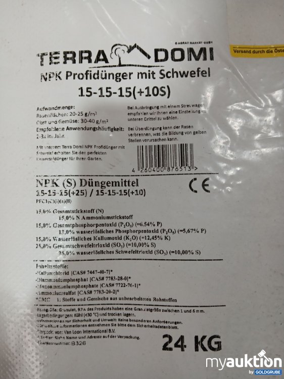 Artikel Nr. 994918 Artikel Nr. 994918: TERRA DOMI NPK Profidünger mit Schwefel 24kg