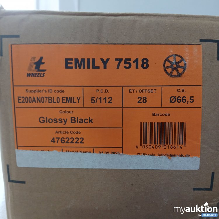 Artikel Nr. 443920 Artikel Nr. 443920: itWheels Felge Emily 7518, P.C.D. 5/112, ET 28, C.B. 66,5, Farbe Glossy Black, Art.No. 4762222